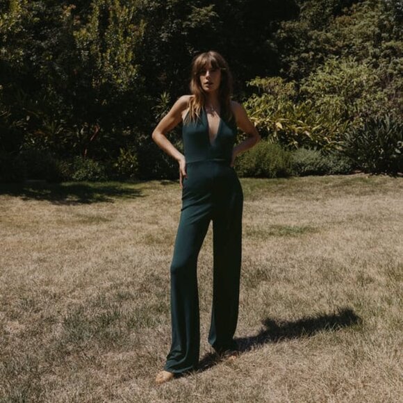 Zara Long Jumpsuit | Dark Green Halter | Size M | Never worn - Picture 1 of 4